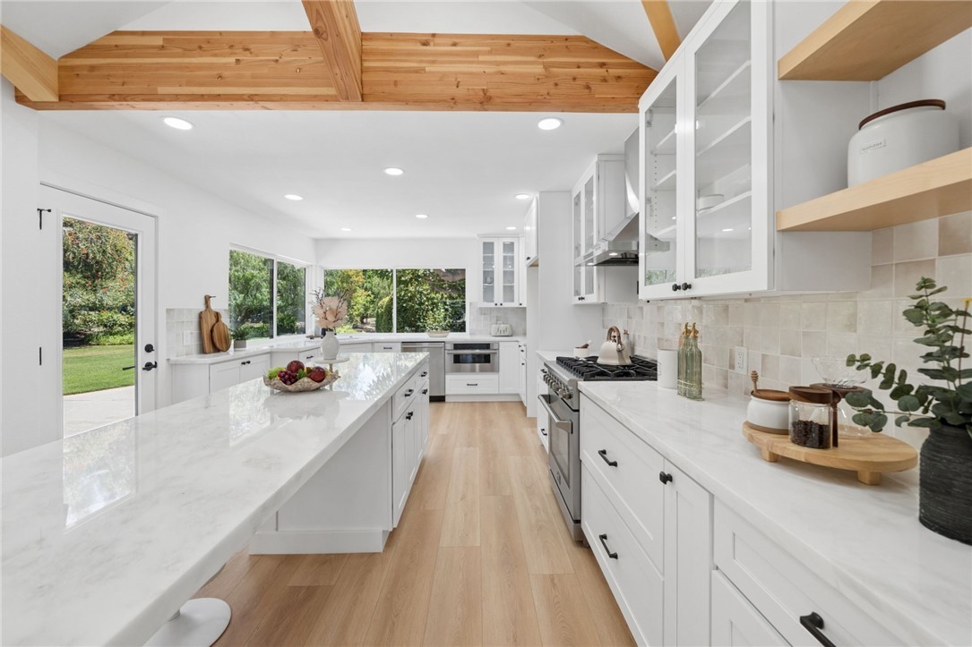 New kitchen with quartz island after the remodel